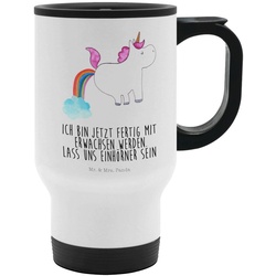 Mr. & Mrs. Panda Thermobecher Einhorn Pupsend – Weiß – Geschenk, Einhörner, Kaffeetasse zum Mitnehm, Edelstahl weiß