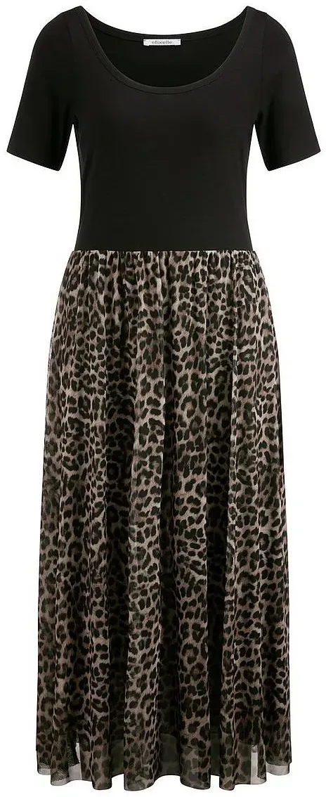Kleid Rundhals-Ausschnitt Efixelle schwarz, 48