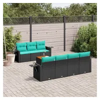 vidaXL Gartensofa-Set 8-tlg. schwarz/blau