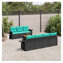 vidaXL Gartensofa-Set 8-tlg. schwarz/blau