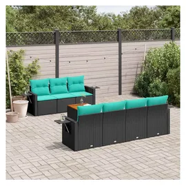 vidaXL Gartensofa-Set 8-tlg. schwarz/blau