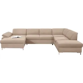 DOMO collection Wohnlandschaft Santana mit viel Platz, komfortabel, moderner Fuß, bequeme Armlehne, wahlweise mit Bettfunktion, U-Form beige
