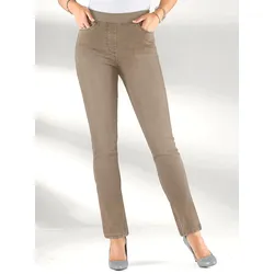 Schlupfjeans INSPIRATIONEN, Damen, Gr. 225, Extrakurzgrößen, beige (sesam), 76% Baumwolle, 22% Polyester, 2% Elasthan, unifarben, lang, Jeans