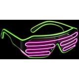 Balinco LED Brille mit 3 Blitzmodi - perfekt geeignet als Techno DJ | Festival | Halloween | Karneval | Fasching als Ergänzung zum Outfit bzw. Kostüm (Neon Grün/Pink)