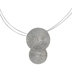 Steuer Modeschmuck Anhänger mit Kette Metall Anhänger aus 2 Scheiben an Draht, mit Glasstein