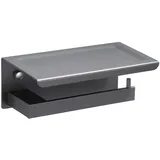 Ksunun Toilettenpapierhalter Mit Ablage, Aluminium Grau Klopapierhalter Wandmontage Selbstklebend Klorollenhalter Ohne ​Bohren/Bohren Papierrollenhalter,A