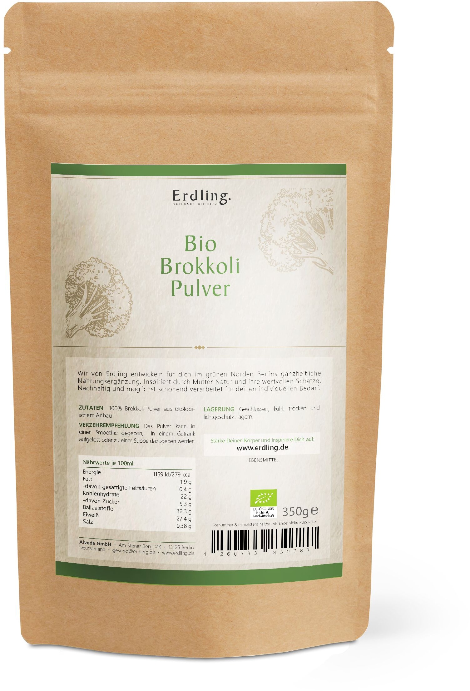 Erdling. Bio-Brokkoli-Pulver Pulver 350 g