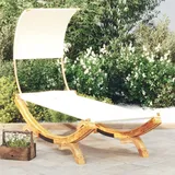 vidaXL Loungebett mit Dach 100x200x126 cm Bugholz Massiv Creme