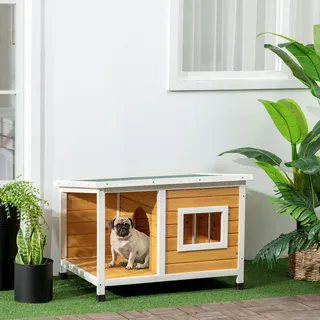 PawHut Hundehütte mit Terrasse