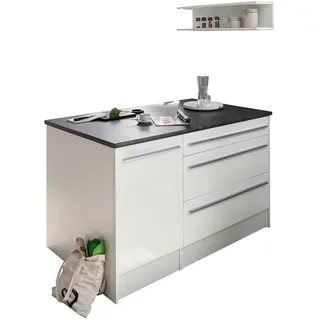 MID.YOU Kücheninsel Weiß, Anthrazit, Weiß Hochglanz, Kunststoff, 3 Schubladen, 145 cm Küchen, Küchenmöbel, Kücheninseln