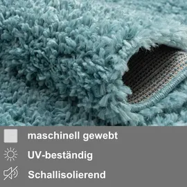 OTTO home Hochflor-Bettumrandung Banji, Höhe 37 mm, (3-tlg), Uni Farben, weich und flauschig, auch als Läufer & in rund erhältlich blau 1 St. x 80 cm x 200 cm