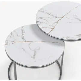 [en.casa] Skagen Marmor weiß / silber 2er Set