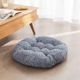 Hiseng Sitzkissen Tatami Stuhlkissen Böhmen Baumwolle Runden Weiches Dickes Matratzenkissen Bodenkissen Sitzpolster für Esszimmer/Küche/Terrasse/Stuhl/Bank, 50x50 cm (Blau)