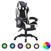 VidaXL Gaming-Stuhl mit RGB LED-Leuchten Weiß und Schwarz Kunstleder