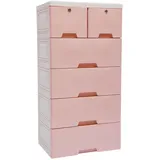 Schubladenschrank Kunststoff Schubladenkommode Kunststoffschrank, 6 Kommode Rollcontainer mit Schubladen & 4 Räder, Freistehend Aufbewahrungsturm mit Schubladen Schrank Schubladenturm, 50*35*102cm