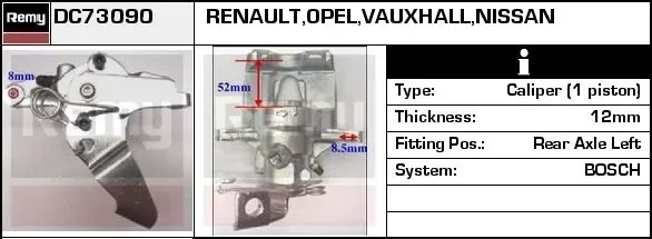 REMY Bremssattel dc73090 für Opel HONDA Vaughall NISSAN RENAULT