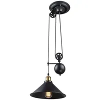 GLOBO Zugpendelleuchte Vintage Pendellampe Höhenverstellbar Hängeleuchte Landhausstil, schwarz altmessing,