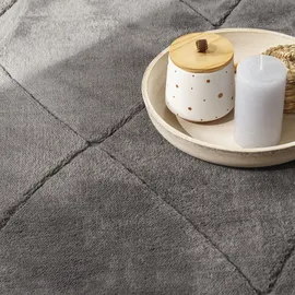 Paco Home Teppich Wohnzimmer Schlafzimmer Kurzflor, Uni Farben, 3D-Design, Rauten Muster, besonders weich