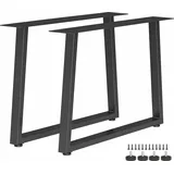 HOMCOM Set 2 Trapez-Tischbeine aus Stahl, Möbelfüße mit 12 Löchern, 12 Schrauben und 4 verstellbaren Füßen, Industriestil, Tragkraft 75 kg, für Bank, Couchtisch, 60x10x43 cm, Schwarz   Aosom