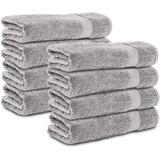 Komfortec 8er Handtücher 50x100 cm Set aus 100% Baumwolle, 470g/m2, Frottee, Weich, Silber