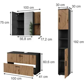 Vicco Badmöbel-Set Irma 3-tlg. Anthrazit/Artisan