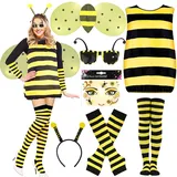 STFYUG Bienenkostüm Erwachsene, Bienen Kostüm Damen, Biene Kostüm, Karneval Kostüm Damen Biene, Kostüm Biene, Biene Maja Kostüm Damen, Für Faschings Damen Verkleidung(48-52)