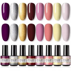 ROSALIND Gel-Nagellack-Set, 2/4/6/8-teilig, Neon-Serie, buntes Hybrid-Gel-Nagellack-Set für Maniküre, Basis und Oberseite benötigen LED-Lampe, Nagelkunst