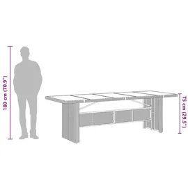 vidaXL Gartentisch mit Glasplatte 240 x 90 x 75 cm Braun
