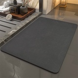 Aoojlo Badematte Rutschfester Badezimmerteppich Absorbierende Badteppich, 60x90cm Badezimmer Teppich, Schnell Trocknend Fussmatte, Bath Mats, Bodenmatte Saugfähig Badvorleger, Fußmatte Dusche Grau