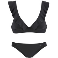 JETTE Triangel-Bikini, mit Volant, schwarz