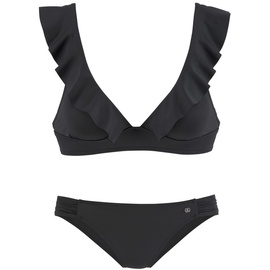 JETTE Triangel-Bikini, mit Volant, schwarz