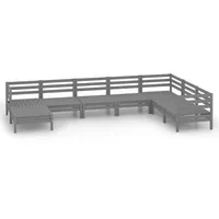 vidaXL 8-tlg Garten-Lounge-Set Massivholz Kiefer Grau