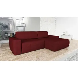A&J MöbelLand Eckcouch 2-Sitzer mit Schlaffunktion Rotwein
