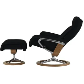 Stressless Relaxsessel Leder 91 x 112 x 84 cm Schwarz mit Hocker