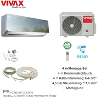 VIVAX R Design SILVER MIRROR 12000 BTU + 4 m Montageset 3,8 KW Klimaanlage A+++