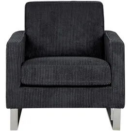 Beliani Sessel VIND Cord 78 x 113 x 93 cm Schwarz mit Kissen