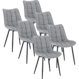 Woltu Esszimmerstühle 6er Set Küchenstuhl Polsterstuhl Wohnzimmerstuhl Sessel mit Rückenlehne, Sitzfläche aus Kunstleder, Metallbeine, Antiklederoptik, Grau BH207gr-6