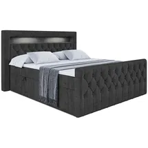 altdecor Boxspringbett mit Matratze 20 cm, 180x200 - Schwarz Holzwerkstoff, Höhe ca.