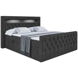 altdecor Boxspringbett mit Matratze 20 cm, 180x200 - Schwarz Holzwerkstoff, Höhe ca.