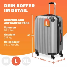monzana Hartschalen Trolley 4-Rollen 60 cm / 68 l silber