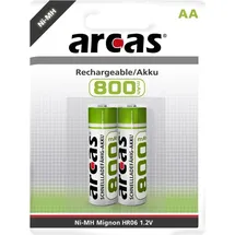Arcas Akkus Ni-MH AA 2er Blister 800mAh 1,2V HR6 wiederaufladbar