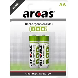 Arcas Akkus Ni-MH AA 2er Blister 800mAh 1,2V HR6 wiederaufladbar