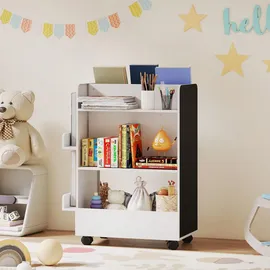 aiyaplay Kinderregal mit 4 Regalen 32,5 x 86,5 x 66,5 cm MDF lackiert matt weiß
