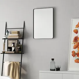 Costway Badezimmerspiegel, Schwarz, Glas, 56x3x76 cm, Badezimmer, Badezimmerspiegel, Badspiegel