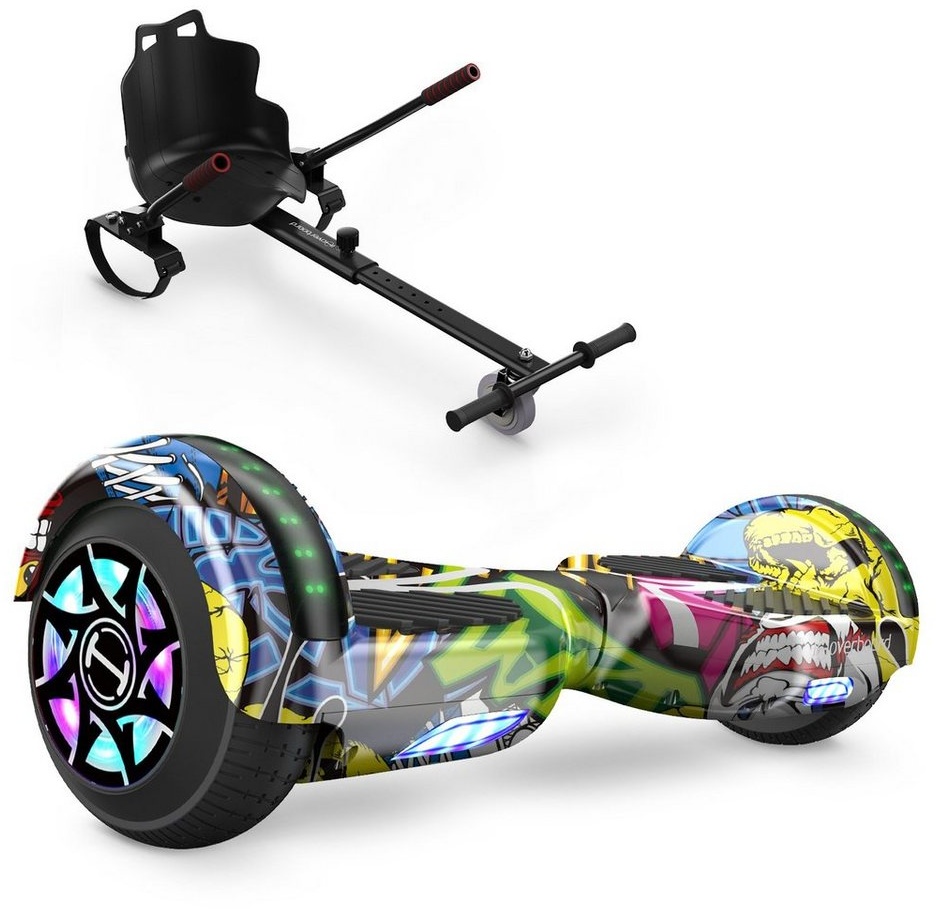 iSinwheel Balance Scooter Kart 6,5“ Hoverboard mit sitz Hoverkart LED-Light, 700,00 W, 12,00 km/h, Selbstausgleichsfunktion gelb