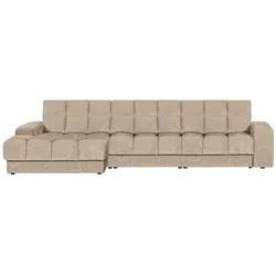 Chaiselongue Date aus Webstoff Links, Nougat