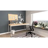 furni24 Schreibtisch-Stahl 140x70x75cm, Eiche, TÜV/GS-Einfache Montage, Arbeitstisch, Bürotisch, Küchentisch, Esstisch, Druckertisch Büro-Möbel Arbeitszimmer Computertisch Gaming-Tisch Mehrzwecktisch