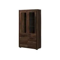 Massivmoebel24 Standvitrine #208 (Vitrine Akazie 98x40x180 dunkelbraun lackiert BARK