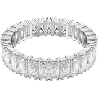 Swarovski Matrix Ring, Baguette-Schliff, Weiß, Silberfarbenes Finish