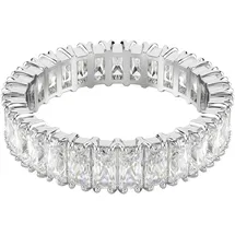 Swarovski Matrix Ring, Baguette-Schliff, Weiß, Silberfarbenes Finish
